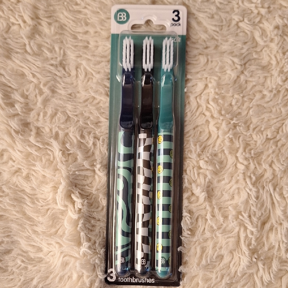 🤑2/for$10💥 3-Pack Toothbrush Set with Patterns